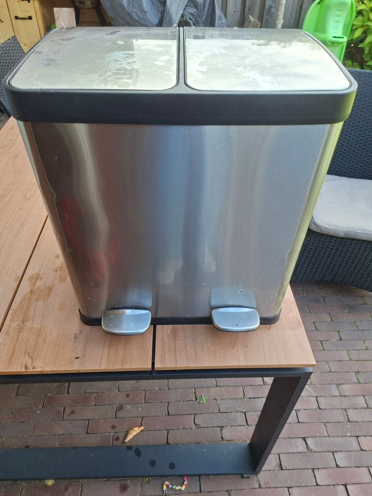 Roestvrijstalen afvalscheider met twee compartimenten, 40 liter of meer, Ophalen, Gebruikt