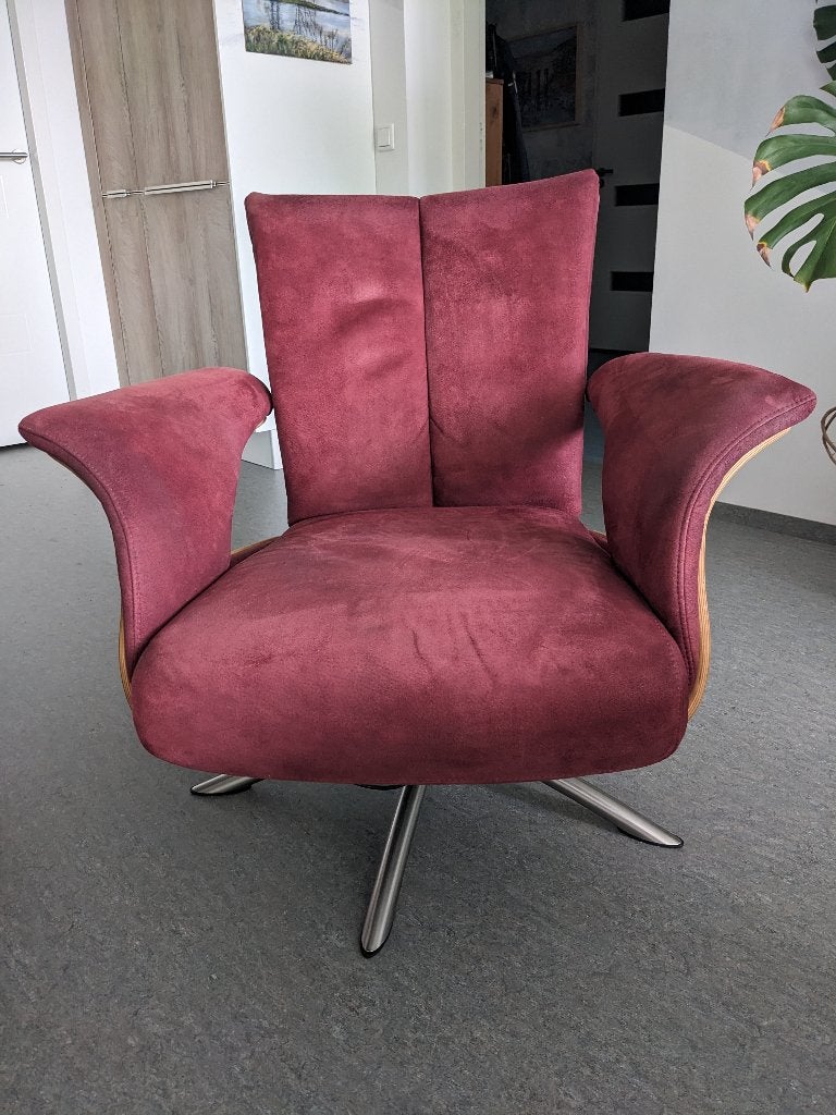 Stoel / fauteuil wijnrood, Ophalen, Gebruikt, Hout, Eén