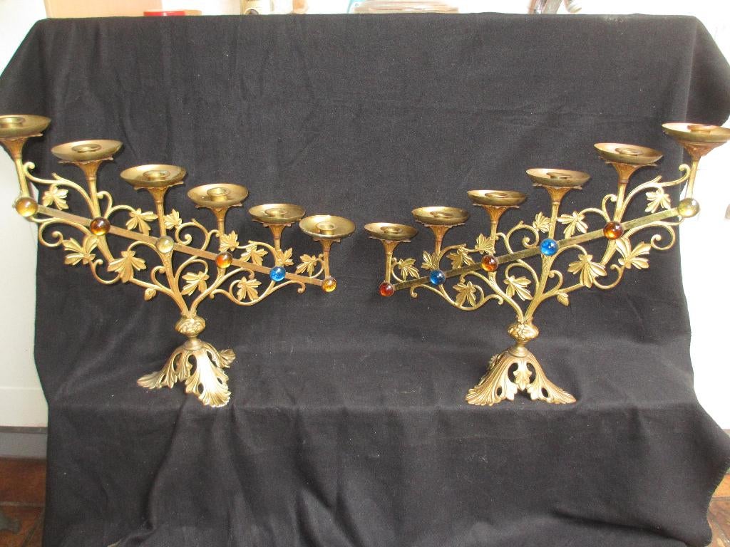 Kandelaar Oogstkandelaar Kaarsenstandaard Kerkkandelaar set, Ophalen of Verzenden, Koper of Brons