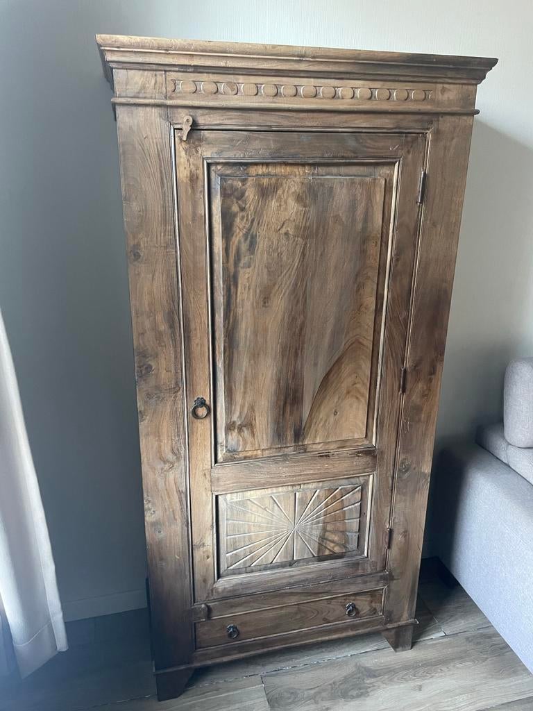 Koloniale kast van teakhout, Huis en Inrichting, Kasten | Dressoirs, Ophalen, Gebruikt, 150 tot 200 cm, Teakhout