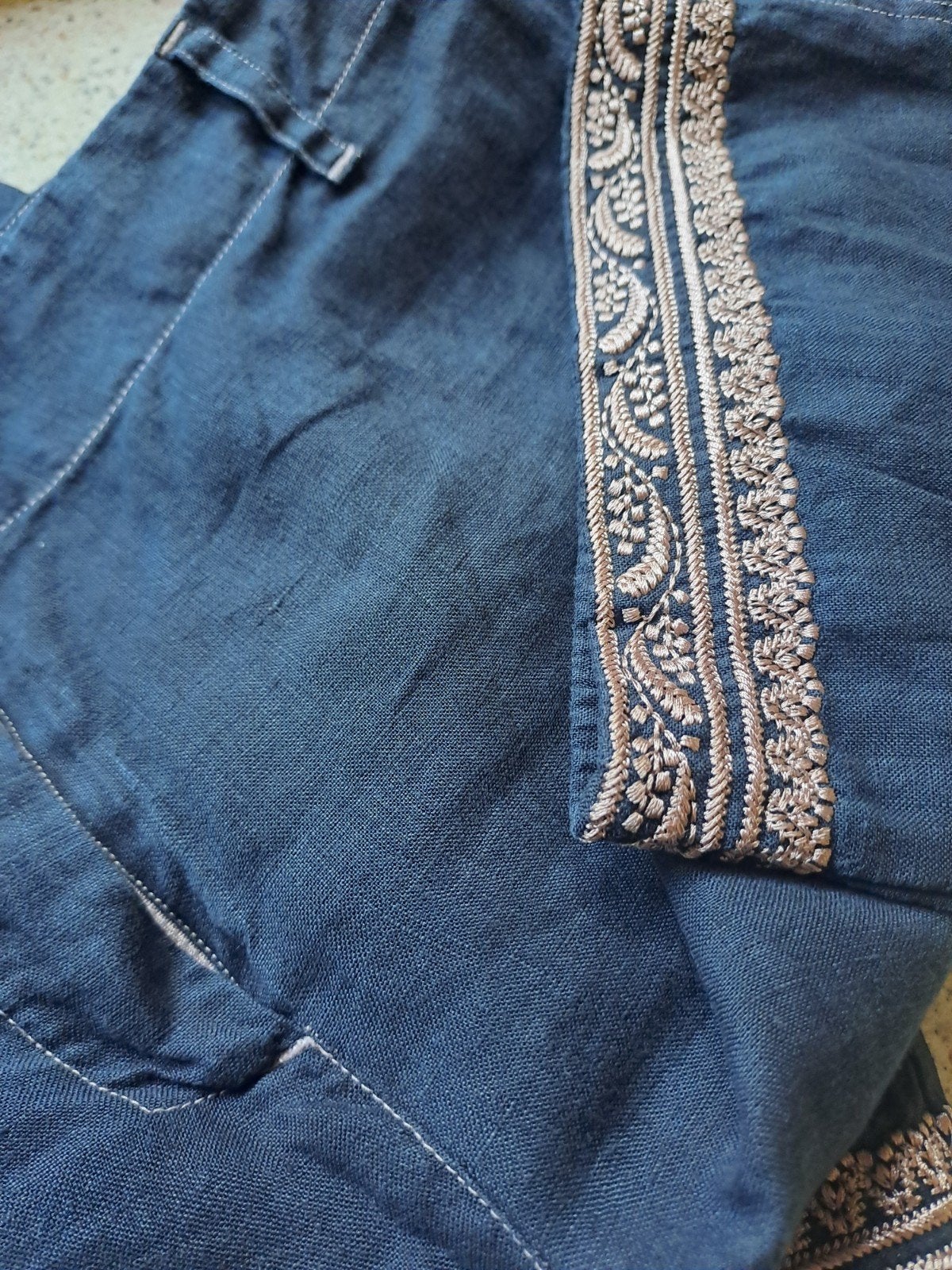 Massimo Dutti linnen broek 36, Ophalen of Verzenden, Zo goed als nieuw, Blauw