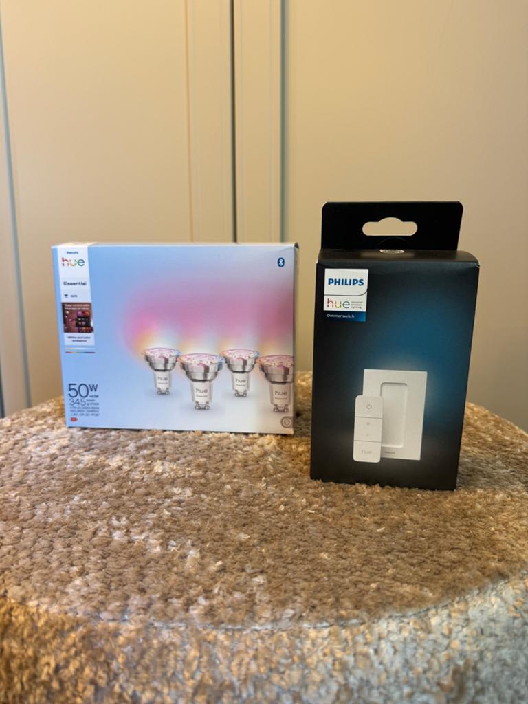 Philips Hue Starterset: 4x GU10 LED lampen + Dimmer Switch, 30 tot 60 watt, Led-lamp, Nieuw, Overige fittingen