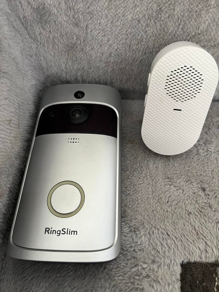 RingSlim Deurcamera met Binnenbel en Adapter, Ophalen, Bewegingsdetectiesensor, Gebruikt, Bedraad
