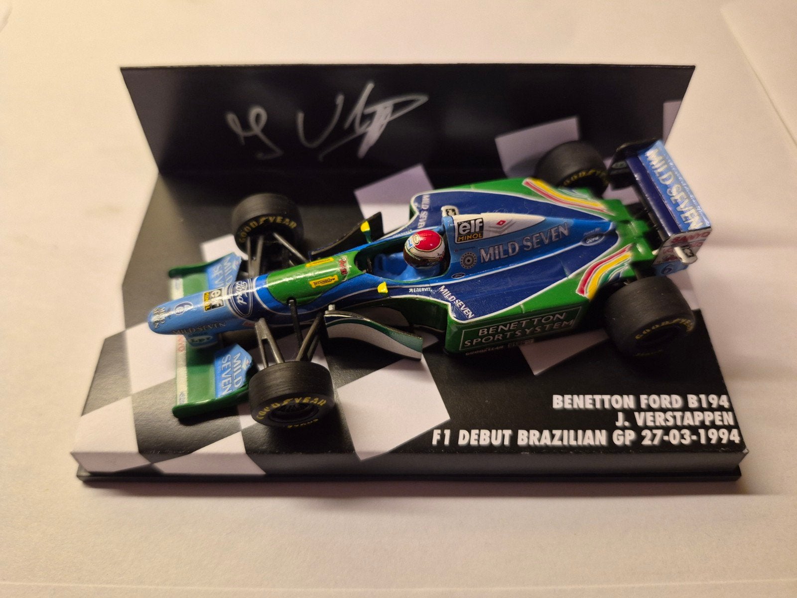 1/43 Jos Verstappen Benetton B194 debuut G.P. Brazilië 1994, Ophalen of Verzenden, Zo goed als nieuw, Formule 1