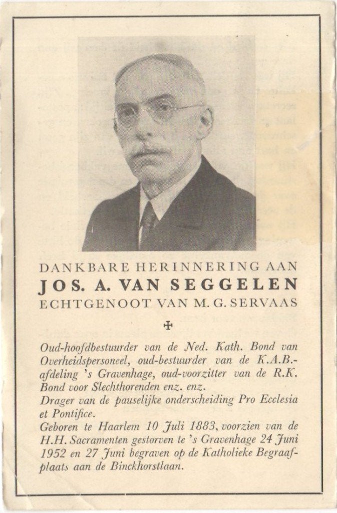 Jos A. van Seggelen 1883 Haarlem + 1952 Den Haag, 68 jaar, Ophalen of Verzenden