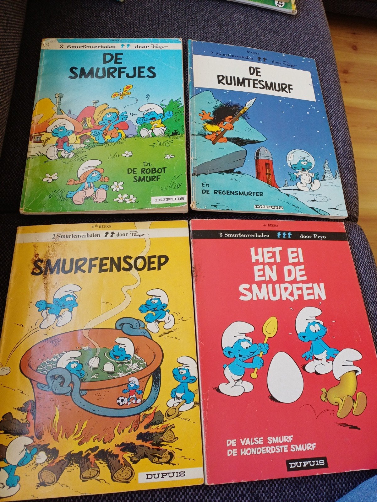 4 Vintage Smurfen stripboeken uit 1968 en 1970 - Prima staat, Gelezen, Peyo, Ophalen of Verzenden, Meerdere stripboeken