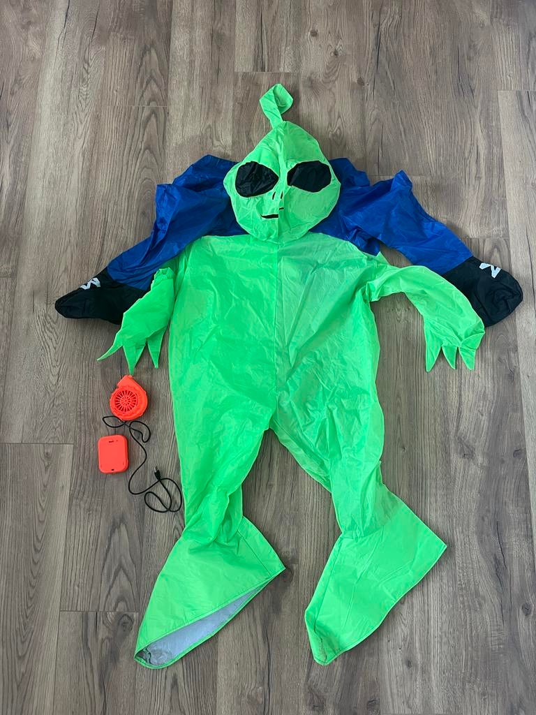 Opblaasbaar alien pak feestweek, Ophalen of Verzenden, Zo goed als nieuw