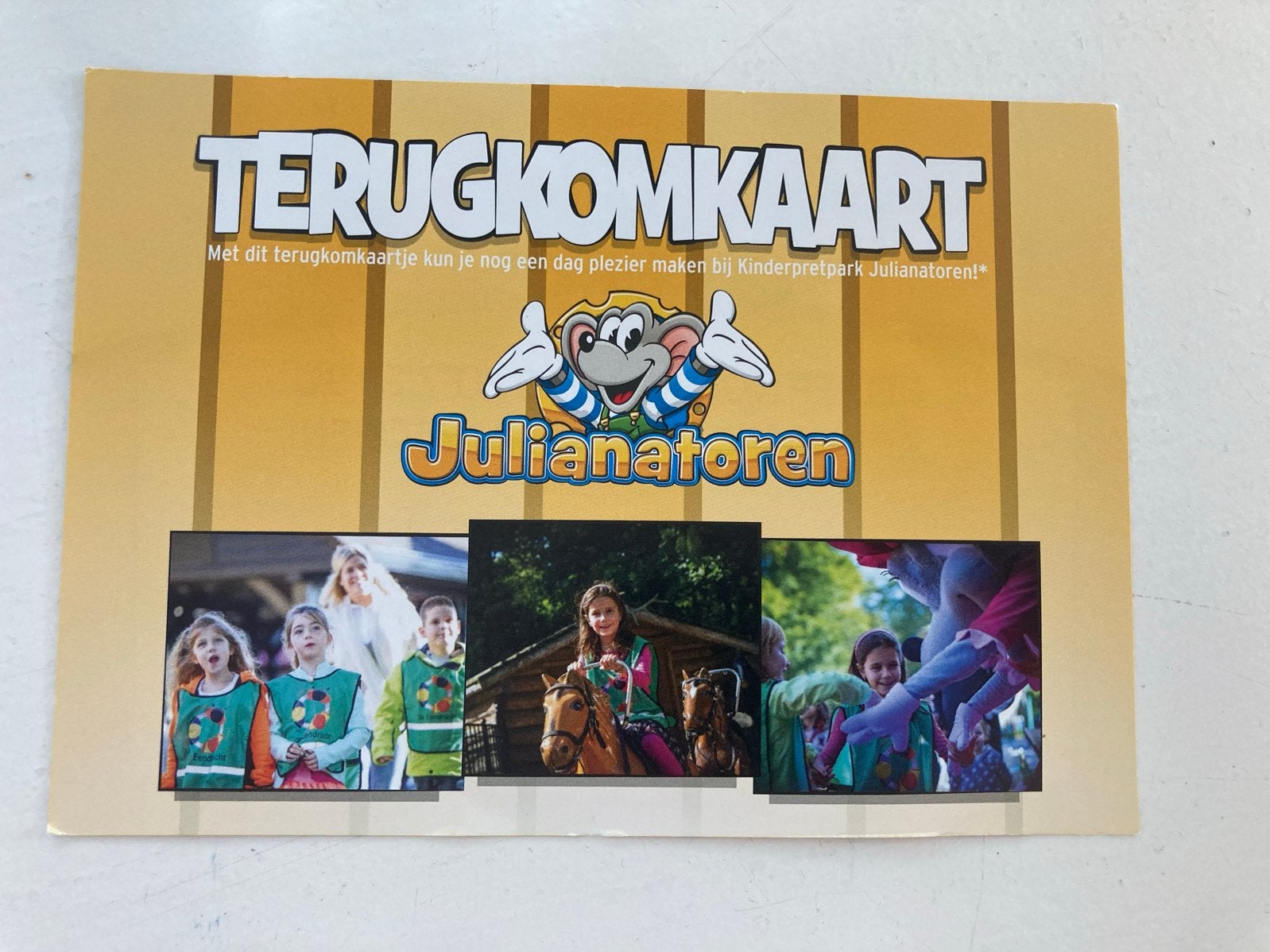 Terugkomkaart julianatoren apeldoorn toegangskaart, Eén persoon, Ticket of Toegangskaart