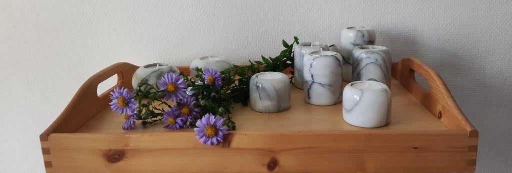 Marmeren waxinelichthouders, Huis en Inrichting, Woonaccessoires | Kandelaars en Kaarsen, Ophalen of Verzenden, Zo goed als nieuw