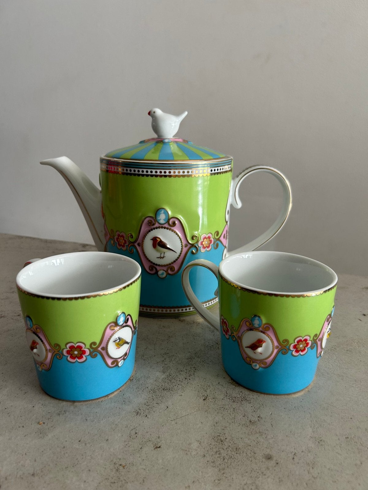 Pip Studio love birds theeset theekan theepot en 2 kopjes, Huis en Inrichting, Keuken | Servies, Ophalen of Verzenden, Zo goed als nieuw