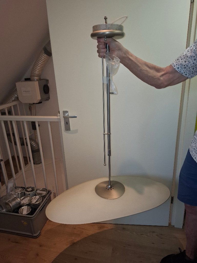 Hanglamp, Ophalen, Zilver met mat glas, Overige fittingen, Glas