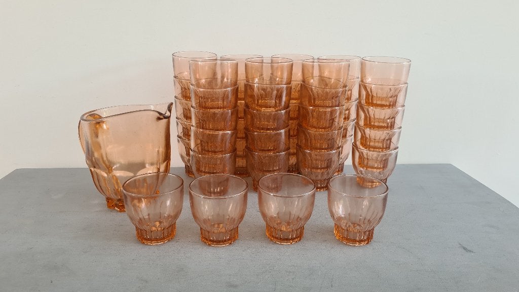 Glazen set met karaf, Antiek en Kunst, Antiek | Glas en Kristal, Ophalen of Verzenden