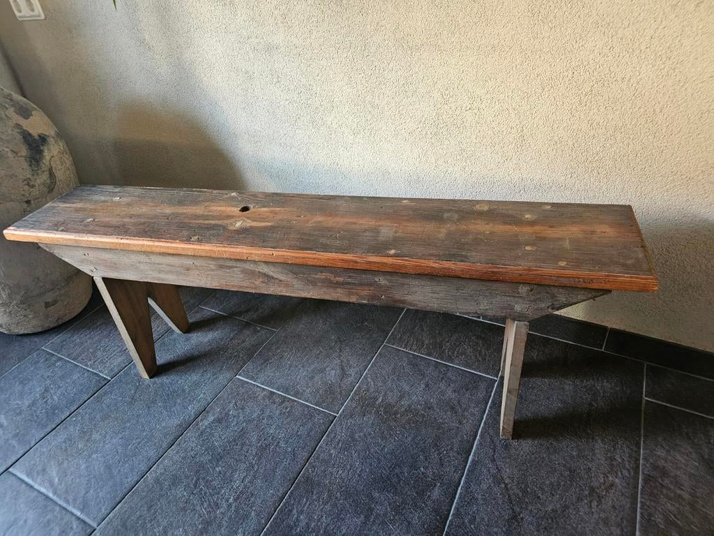 Leuk houten bankje, sober, stoer, landelijk., Ophalen, Hout, Bruin, Landelijk
