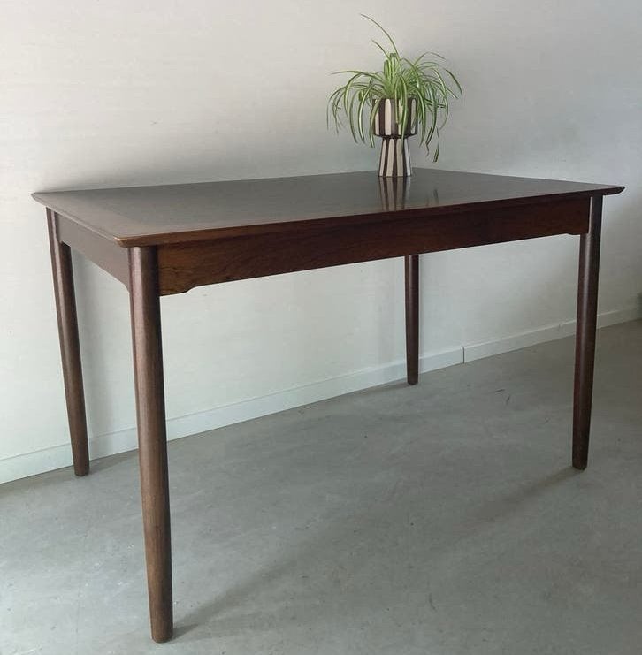 Midcentury vintage teak palissander eettafel, Ophalen, Gebruikt, 100 tot 150 cm, Teakhout