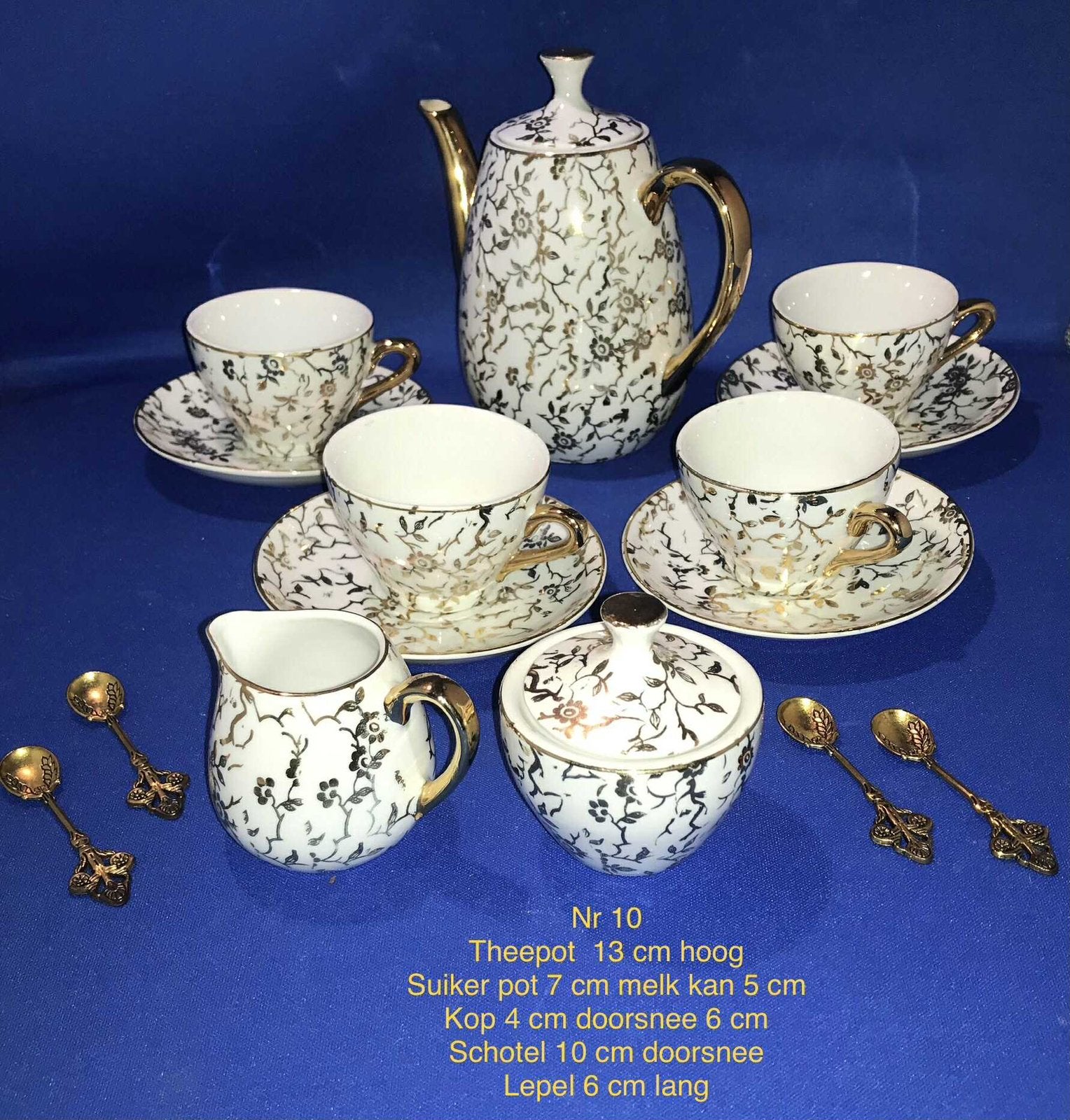 Vintage Theeserviesje (klein model) met Gouden Details, Ophalen of Verzenden