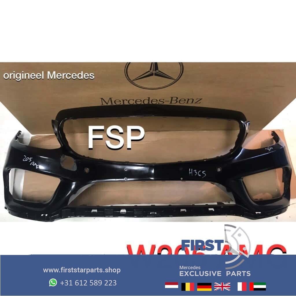 W205 AMG VOORBUMPER Mercedes C Klasse 2014-2018 ZWART ORIGIN, Gebruikt, -, Voor, Ophalen of Verzenden