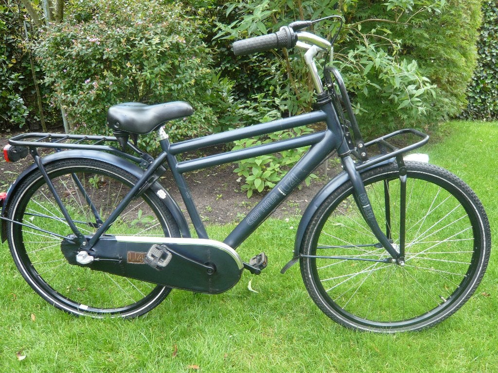 26i""blauw met zwarte cortina u4 transport 47cm 3versnelling, Terugtraprem, Gebruikt, Versnellingen, Minder dan 49 cm