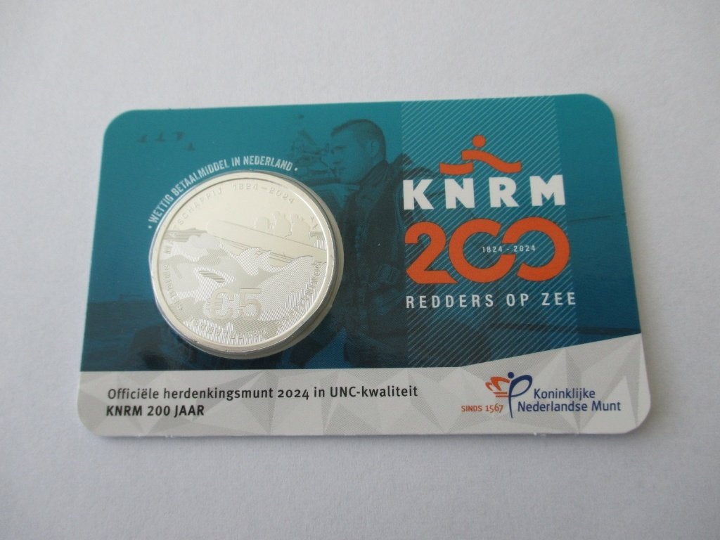 Coincard 200 jaar KNRM vijfje 2024, Postzegels en Munten, Ophalen of Verzenden, Koningin Beatrix, Euro's, Setje