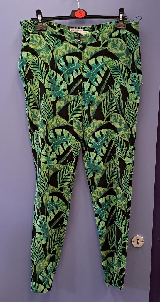 Fabienne Chapot groene blader print broek maat L nr 45164, Kleding | Dames, Broeken en Pantalons, ., Maat 42/44 (L), Fabienne Chapot