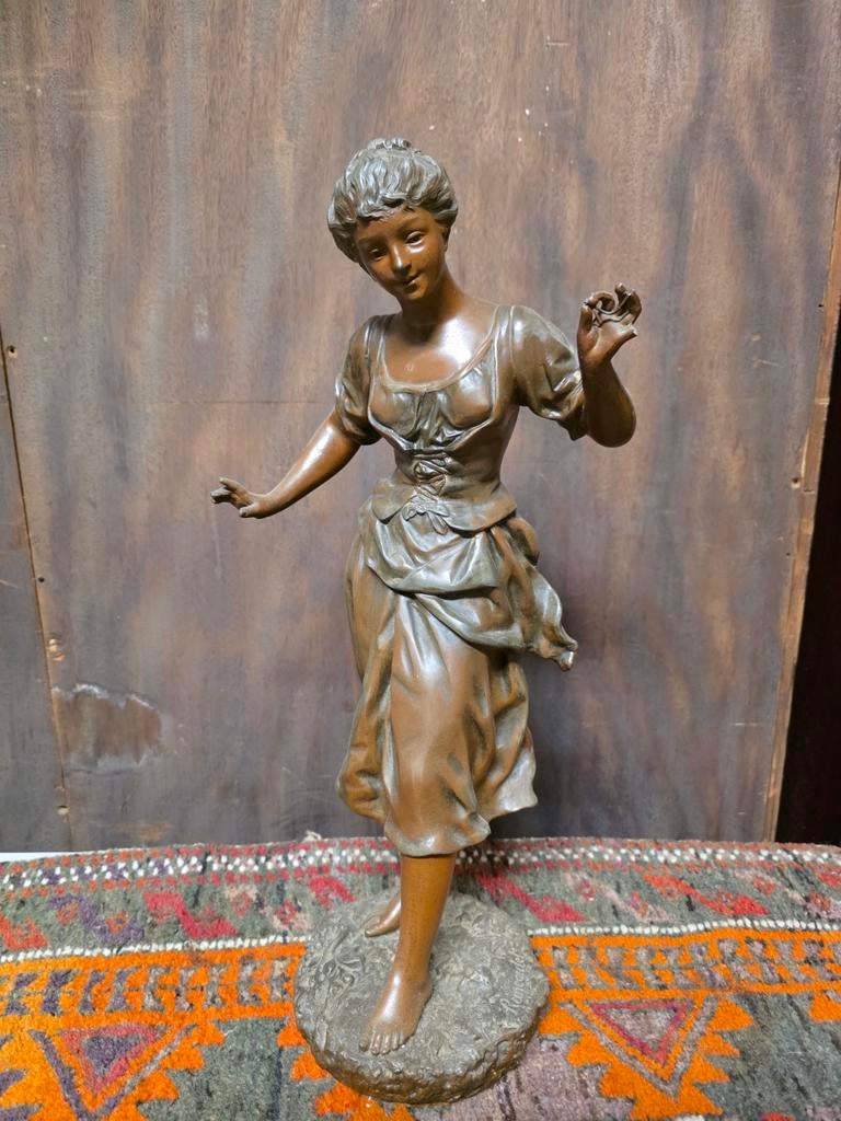Art Nouveau Beeld 'Dansende Vrouw' door Ernest Rancoulet, Ophalen of Verzenden