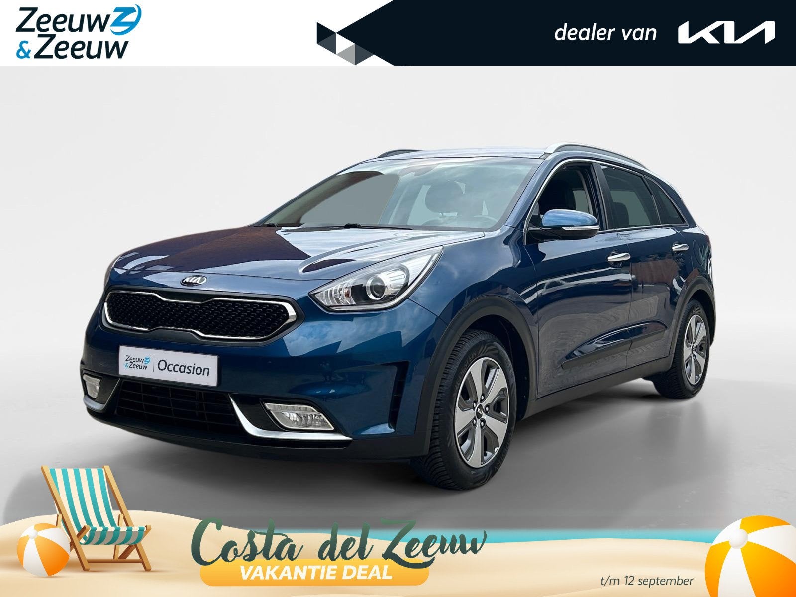 Kia Niro 1.6 GDi Hybrid DynamicLine | Trekhaak Vast + 13-Pol, Auto's, 12 maanden, Gebruikt, Euro 6, Blauw