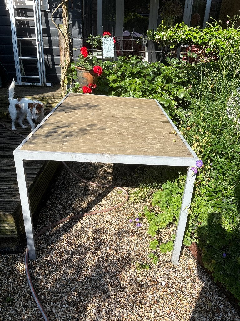 Gratis tuinfafel, Tuin en Terras, Tuintafels, Ophalen, Gebruikt, Rechthoekig, Aluminium
