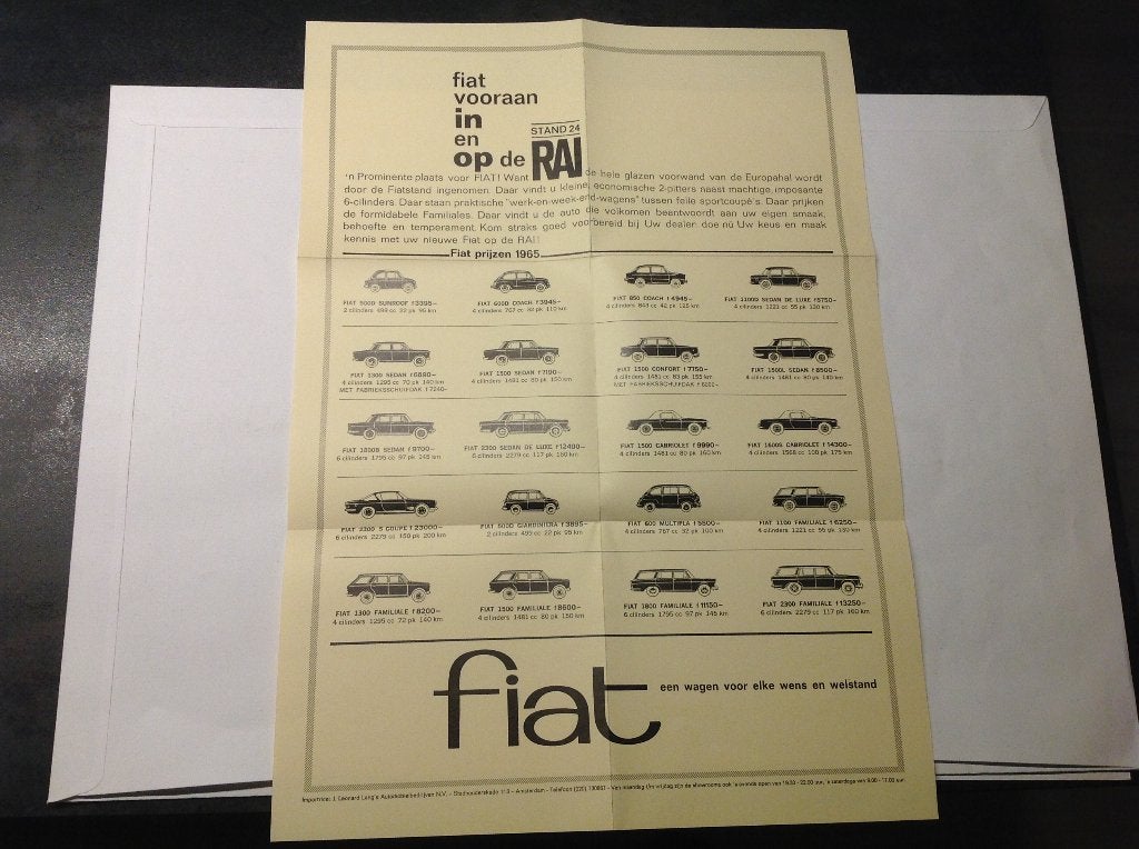 Fiat op de Rai postertje 1965, Ophalen of Verzenden, Nieuw, Overige merken