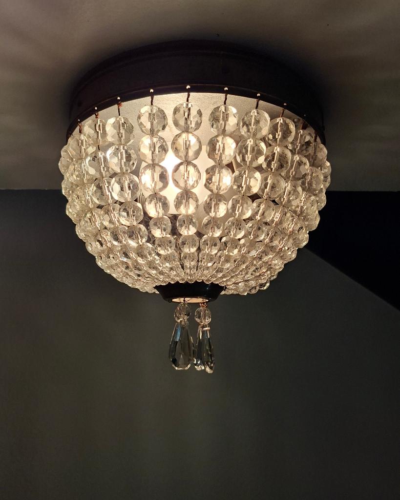 Plafondlamp , kristallen zakkroonluchter/plafonnière, Huis en Inrichting, Lampen | Plafondlampen, Ophalen of Verzenden, Zo goed als nieuw