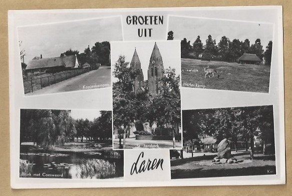 Oude ansichtkaart Groeten uit Laren (Gelderland) 1952, Ophalen of Verzenden, 1940 tot 1960, Gelopen, Gelderland