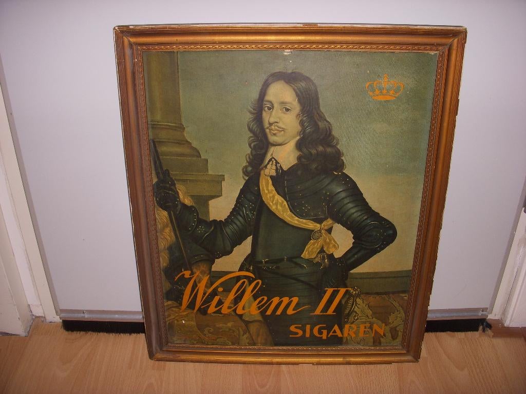 Vooroorlogse reclame Willem II Sigaren uit Valkenswaard, Ophalen of Verzenden, Gebruikt, Reclamebord