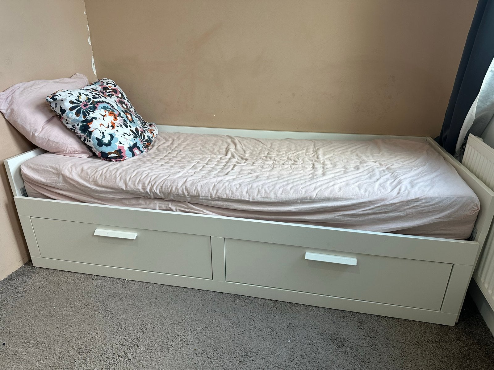 IKEA Bed, Gebruikt, Eenpersoons, Wit, Ophalen of Verzenden