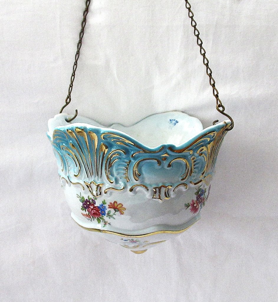 Antieke Ernst Bohne Söhne porseleinen bloempot van 1900-20., Ophalen of Verzenden