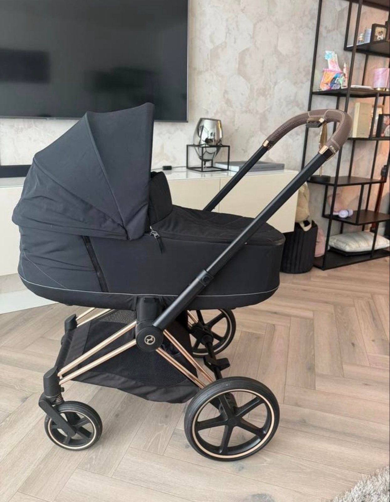 Cybex Priam rosegoud kinderwagen met reiswieg en zitje, Zo goed als nieuw, Combiwagen, Met reiswieg, Ophalen