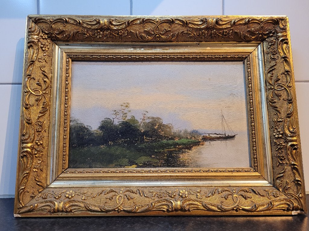 kunstwerk Nederlands rivier- of polderlandschap, Antiek en Kunst, Kunst | Schilderijen | Klassiek, Ophalen of Verzenden, Klassiek