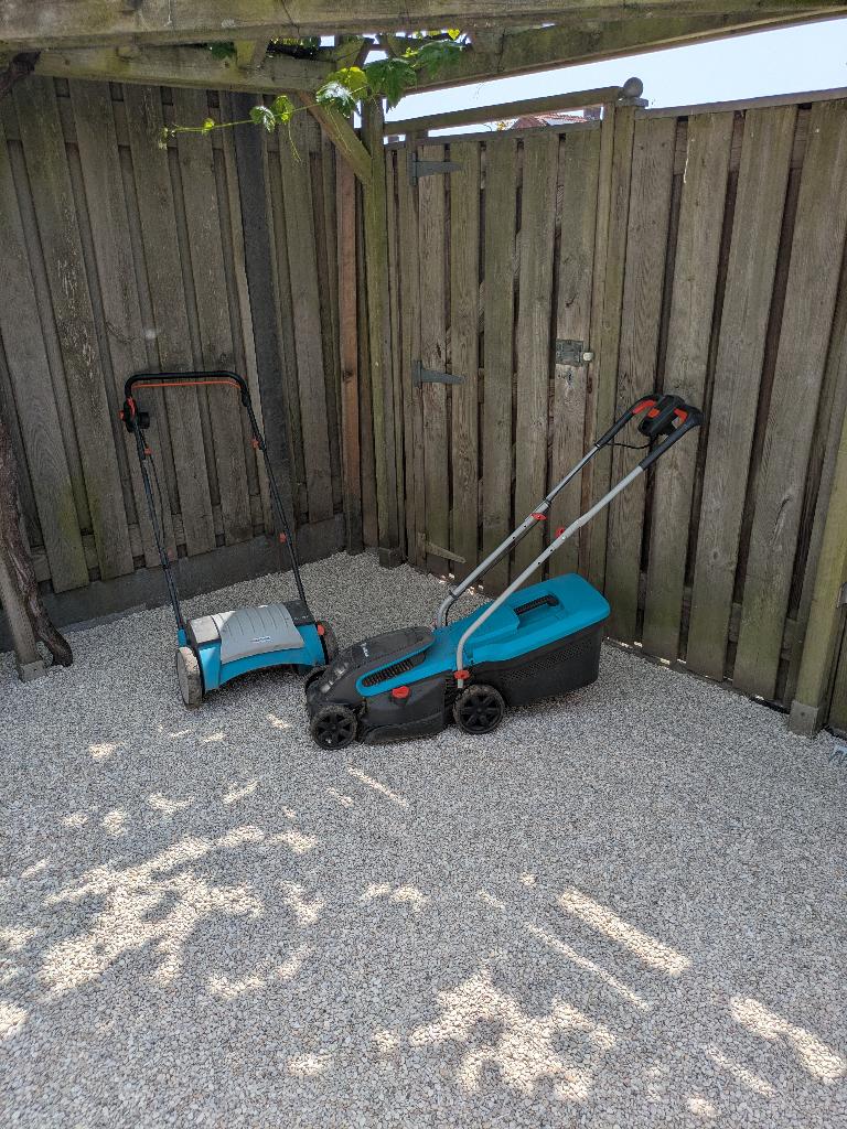 Grasmaaier en verticuteert machine, Ophalen, Cirkelmaaier, Gebruikt, Elektrische grasmaaier