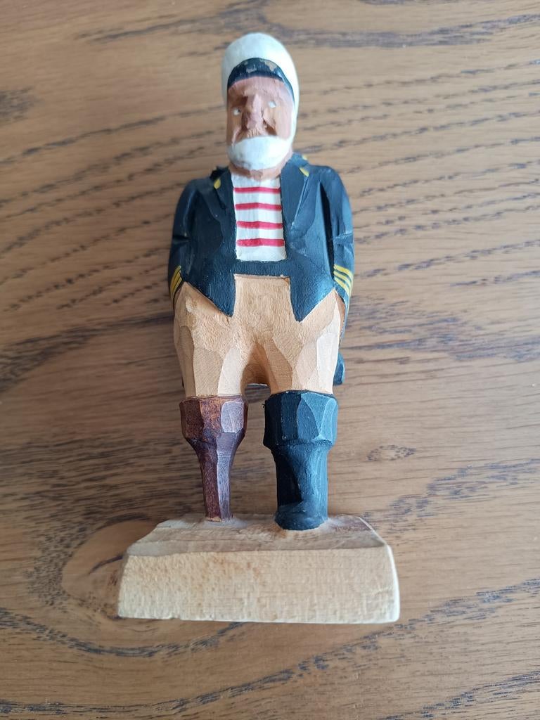 Vintage houten beeldje Old Salt, Minder dan 20 cm, Handgemaakt, Ophalen of Verzenden, Beeld