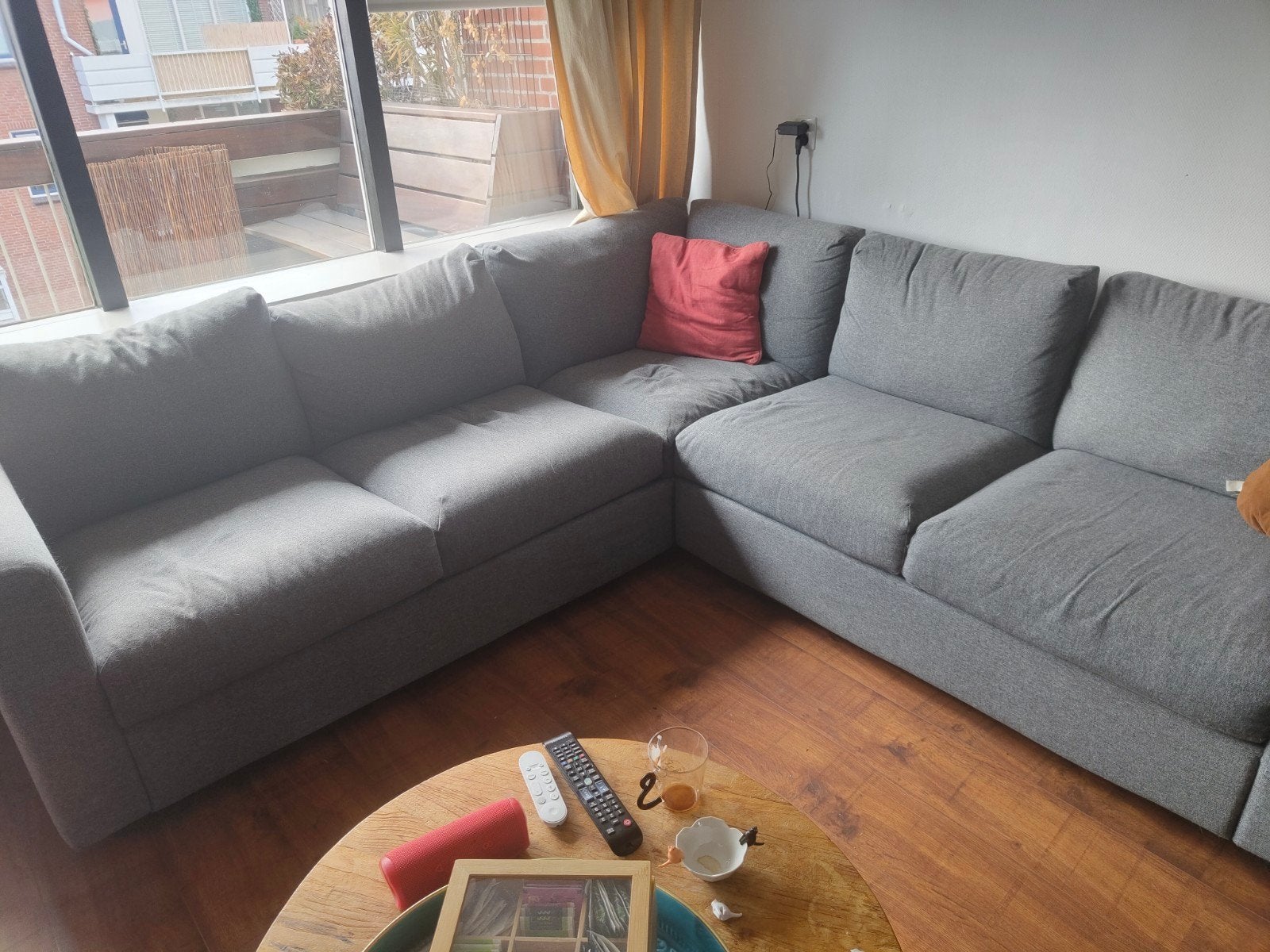 GRATIS: Ikea VIMLE Hoekbank 4-zits Middengrijs, Huis en Inrichting, Ophalen, Gebruikt, Hoekbank, 75 tot 100 cm