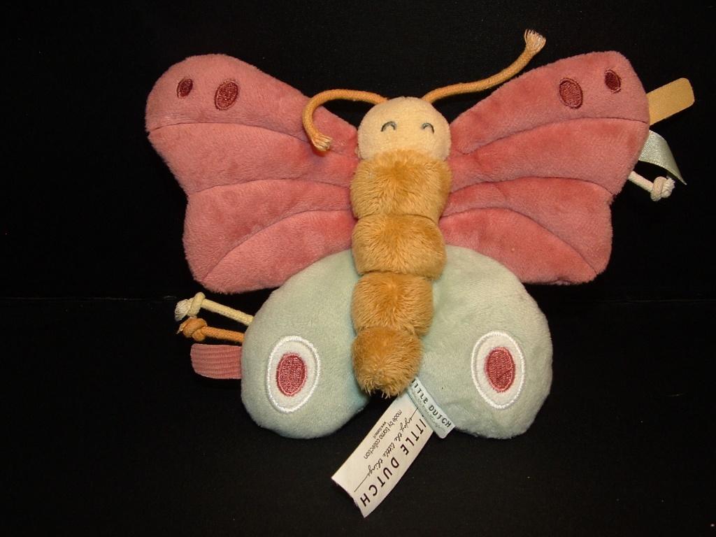 LITTLE DUTCH VLINDER KNUFFEL VELOURS ROZE/GROEN MET, Verzenden, Nieuw, Overige typen