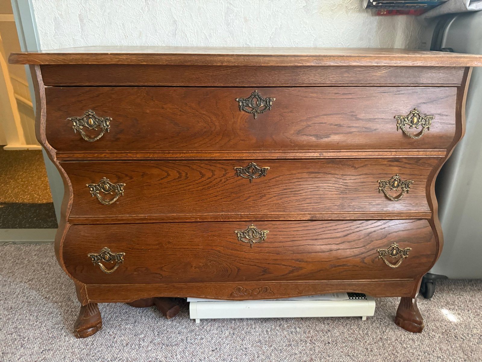 Vintage/antieke houten buikkast – 3 laden – klassieke stijl, Ophalen