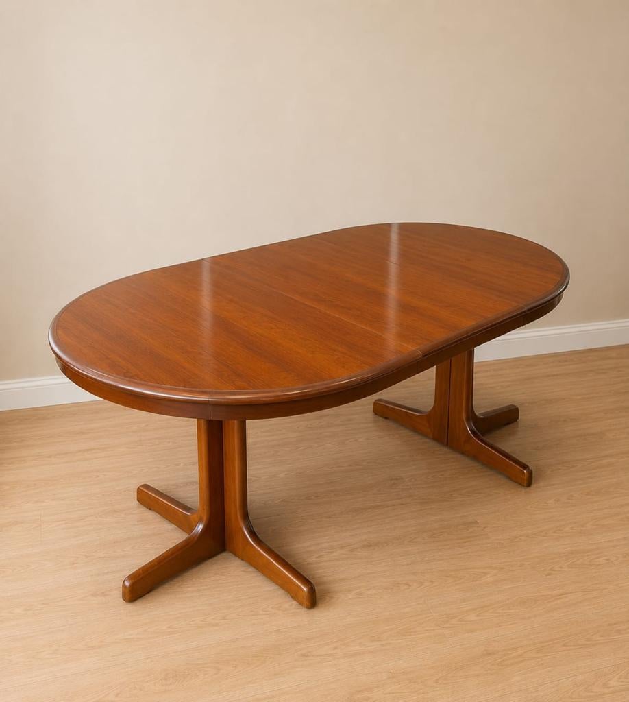 Vintage ronde tot ovale uitschuifbare eettafel, Huis en Inrichting, Tafels | Eettafels, Gebruikt, 100 tot 150 cm, 200 cm of meer