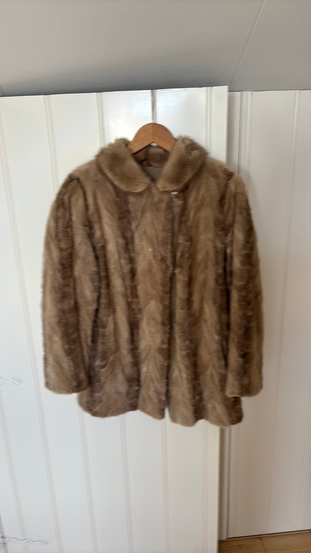 Te koop bruine netsenbontjas, Ophalen of Verzenden, Gedragen, Maat 38/40 (M), Meerkleurig