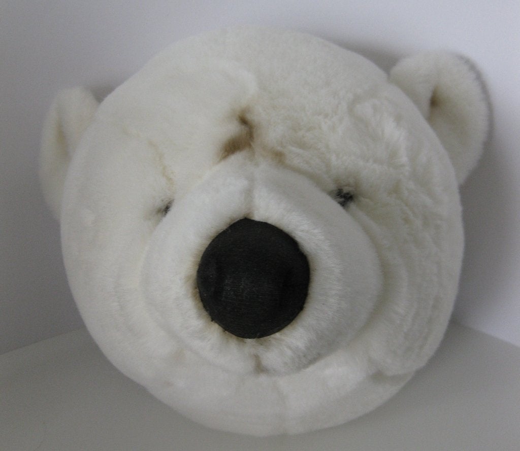 Rain Box Berenkop knuffel wittinten pluche voor aan de wand, Beer, Ophalen of Verzenden, Middelgroot (20 tot 80 cm), Wit