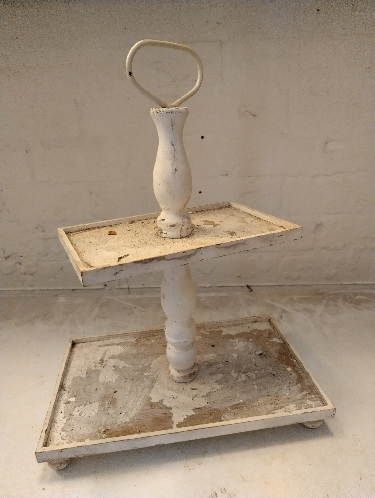 Vintage 2-laags etagere - Brocante stijl, Ophalen of Verzenden, Gebruikt, Etagère, Hout