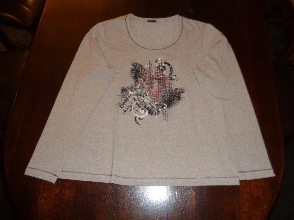 GERRY WEBER beige shirt met prent voorpand, Verzenden, Beige, Maat 42/44 (L), Nieuw