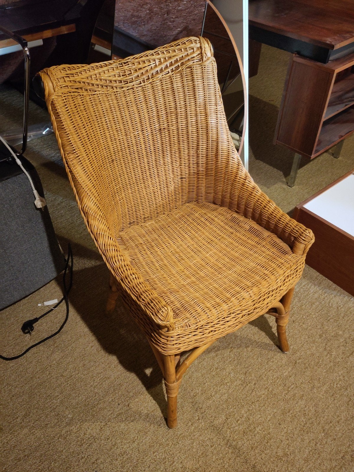 Vintage rotan stoel met hoge rugleuning, Antiek en Kunst, Ophalen of Verzenden