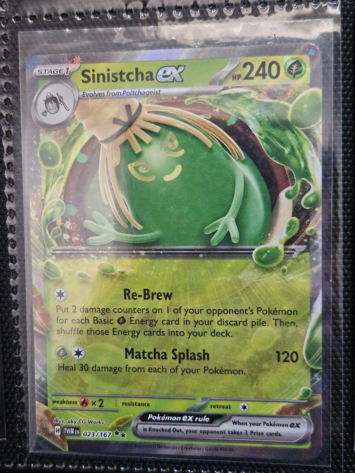 Pokemon Sinistcha ex 023/167 Twilight Masquerade, Ophalen of Verzenden, Zo goed als nieuw, Losse kaart, Foil