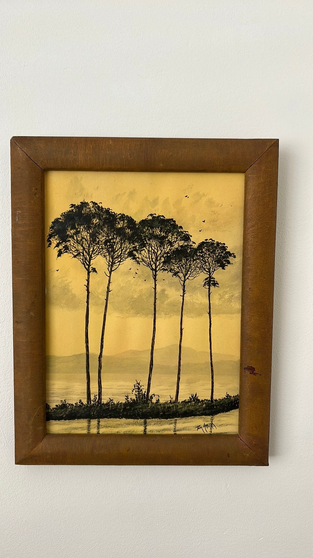 Prachtig werkje van Tom Anema in lijst zonder glas, Antiek en Kunst, Kunst | Schilderijen | Klassiek, Ophalen of Verzenden, Landschap