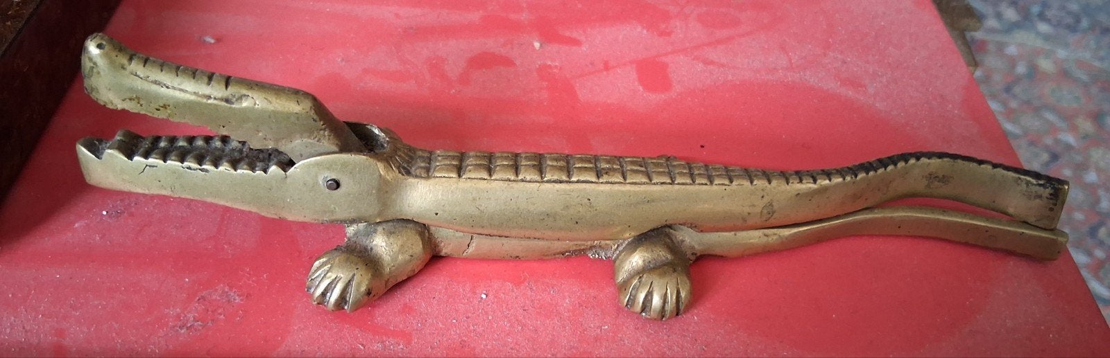 antiek bronzen krokodil notenkraker, Verzenden
