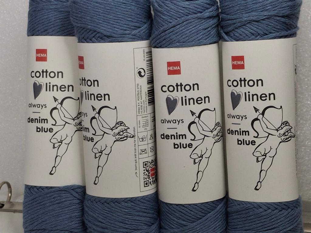 Hema Cotton Linen Denim Blue garen (20 bollen), Hobby en Vrije tijd, Breien en Haken, Nieuw, Breien of Haken, Wol of Garen, Ophalen of Verzenden