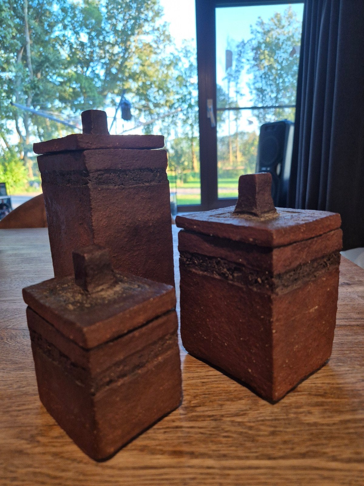 Zeldzame 3-delige set Zaalberg "Klei en Vuur" dekselpotten, Antiek en Kunst, Ophalen of Verzenden